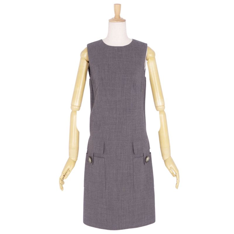 Celine Dress Sleeveless Wool Gabardine Top Women's Made In France 36(S Equivalen