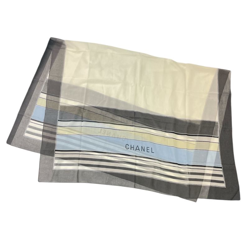 Chanel Large Size 2000 Scarf Stole Silk Logo Multicolor