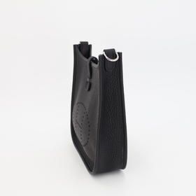 Hermes Evelyn TPM B Engraved Black Silver Hardware Taurillon Clemence Women's