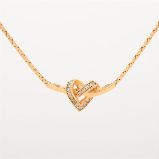 Christian Dior Heart Necklace GP With Rhinestones