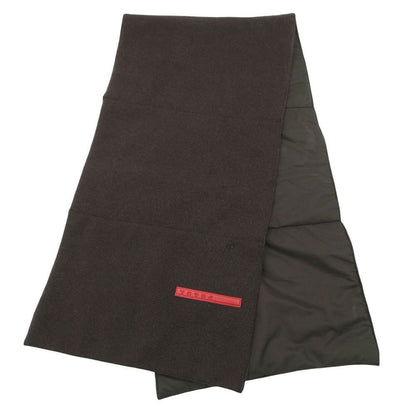 Prada Sports Scarf Nylon Wool Contrast Pocket Rubber Logo Brown