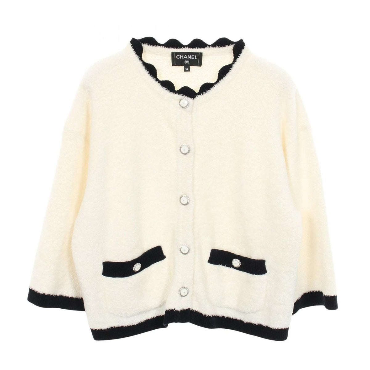 Chanel Cardigan CC Logo Button Silk