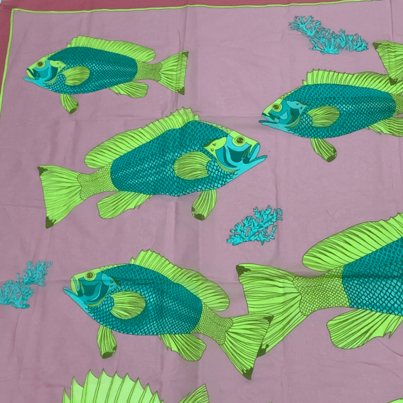 Hermes Fish Sakana Large Scarf Shawl Scarf Pink