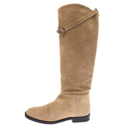 Hermes Jumping Suede Long Boots Af221103z Beige 36
