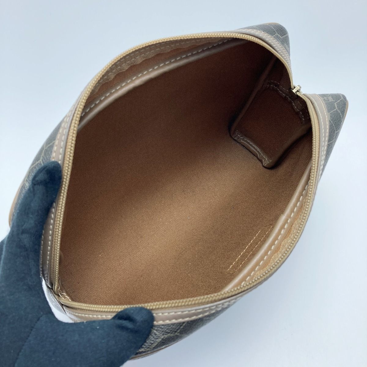 Christian Dior Honeycomb Pattern Clutch Bag Black Second Bag Vintage