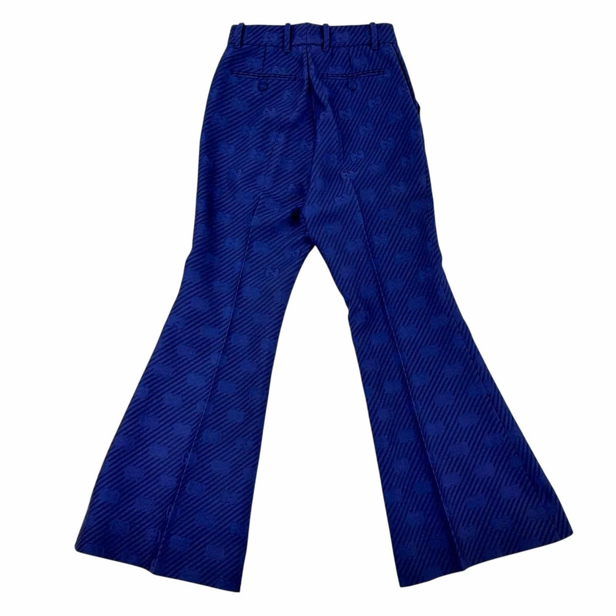 Gucci Wool Silk GG Pattern Boot Cut Fleece Trousers Pants Navy 36 — view 2