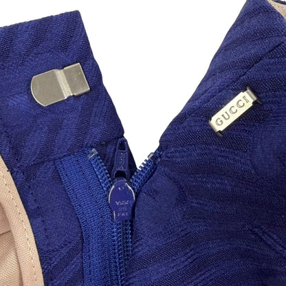 Gucci Wool Silk GG Pattern Boot Cut Fleece Trousers Pants Navy 36 — view 6
