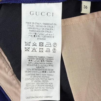 Gucci Wool Silk GG Pattern Boot Cut Fleece Trousers Pants Navy 36 — view 9