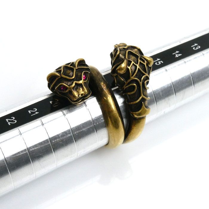 Gucci Metal Double Taiga - Head Colored Stone Ring - Ring #18 Men's Preowned