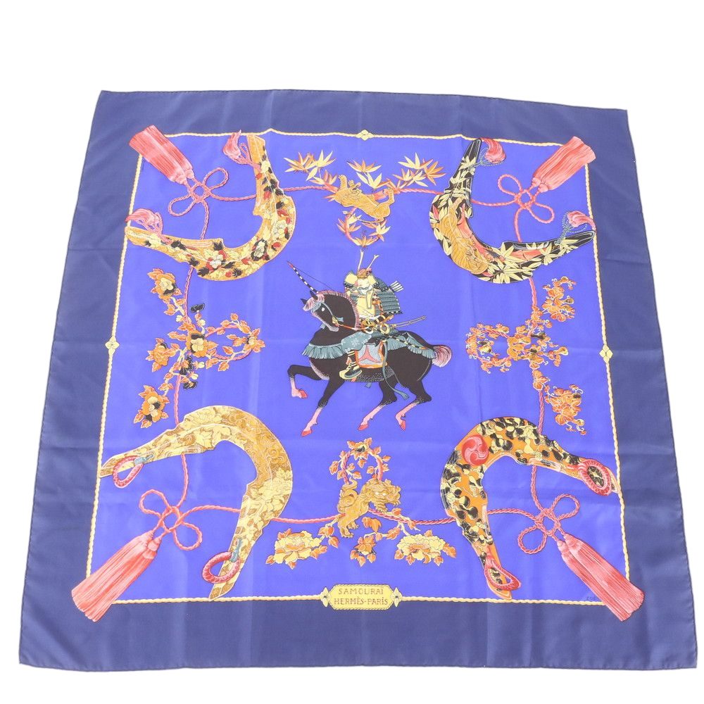 Hermes Tagged Carre 90 Samourai Samurai Silk Scarf