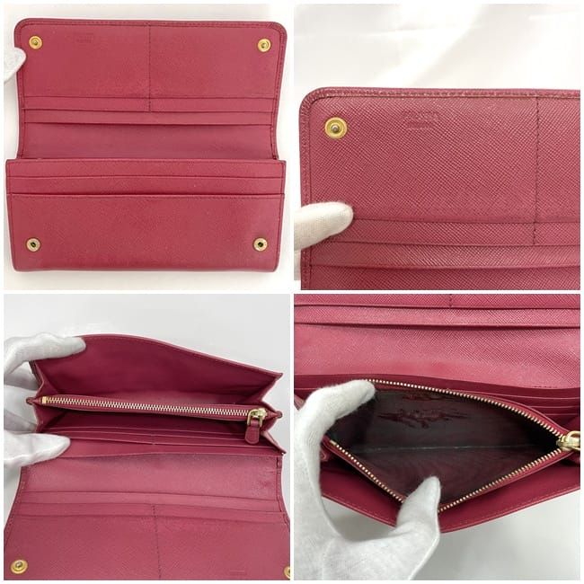 Prada Bifold Long Wallet Pink 1m1132 Wallet Saffiano Leather