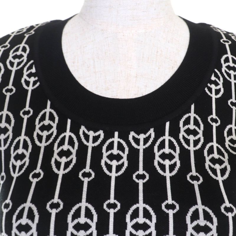Hermes 22SS 2e2500d4 Silk Horsebit Short Sleeve Knit Dress Blackish 36 Made In