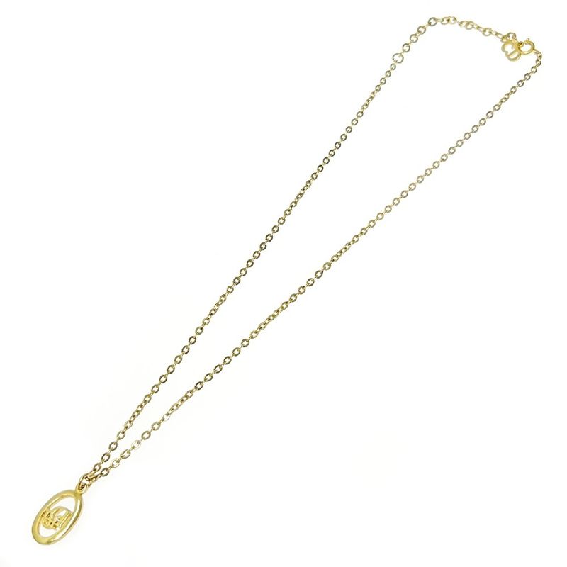 Christian Dior GP Dior Logo Oval Necklace Women's Gold 364100 Necklace