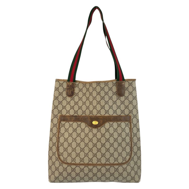 Gucci Vintage Sherry Line Old Gucci GG Supreme Canvas Tote Bag Shoulder Bag