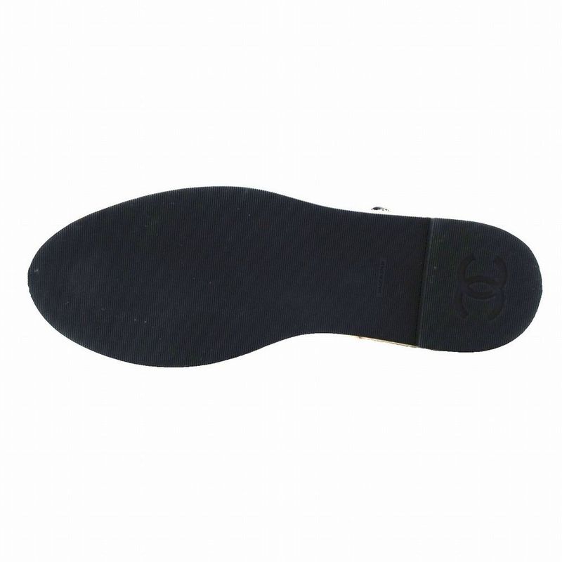 Chanel Coco Mark 20s Leather Sandals Women's Black G36184 Espadrilles Size 23cm