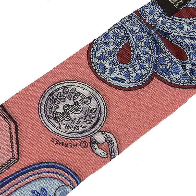 Hermes Twille Scarf 100% Silk Pink Red Blue Multicolor Small Accessories Ladies