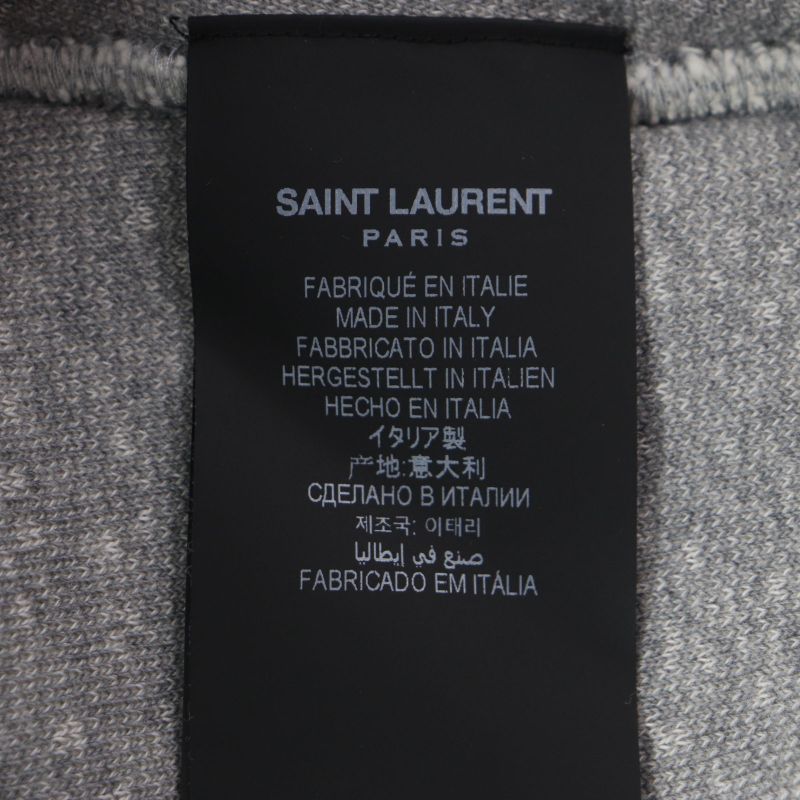  Saint Laurent 2022 704159 Cotton Back Print Damaged Pullover Hoodie Grey M