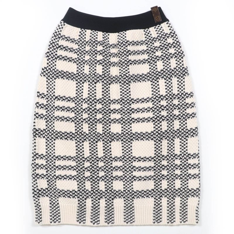 Louis Vuitton 22AW Wool Cotton Cashmere Blend Monogram Tag Knit Skirt Tight
