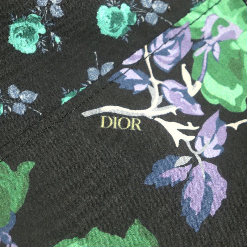  DIOR Homme 293c170a5680 100% Cotton Floral Print Half-pants Black Green 48