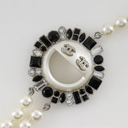 Chanel Smile Coco Mark B16 Faux Pearl And Rhinestone Black Unisex 167g Necklace