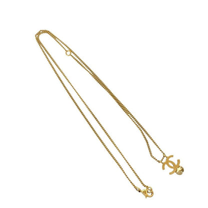 Chanel Coco Mark Motif GP Chain Necklace Pendant Choker Gold 22BS
