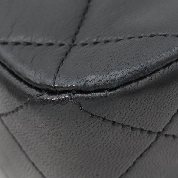 Chanel Shoulder Bag Matelasse Full Flap Lambskin Black Gold Hardware Black