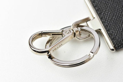 Prada Key Ring Key Holder Bag Charm Prada Logo Patchwork Caracter NERO M Never