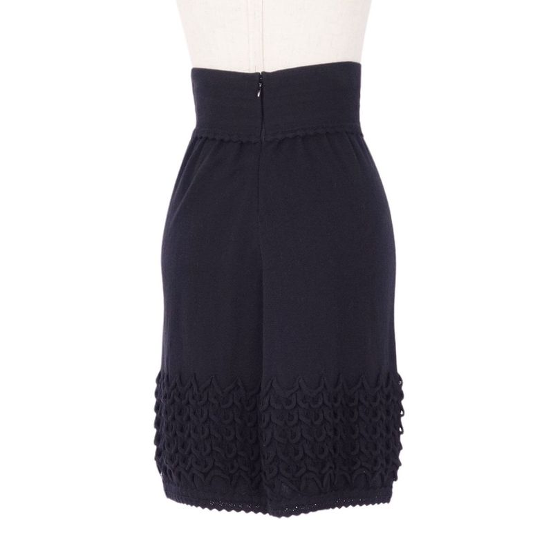 Chanel Knit Skirt Trapezoid Skirt Knee Length Coco Mark