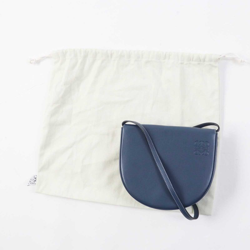 LOEWE Anagram Shape Pressed Heel Pouch/crossbody Leather Shoulder Bag Blue