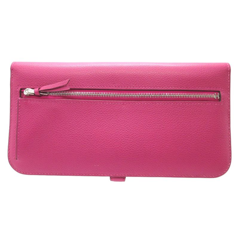 Hermes Dogon Long A Engraved (2017) Evercolor Rose Purple Wallet 1774 Hermes
