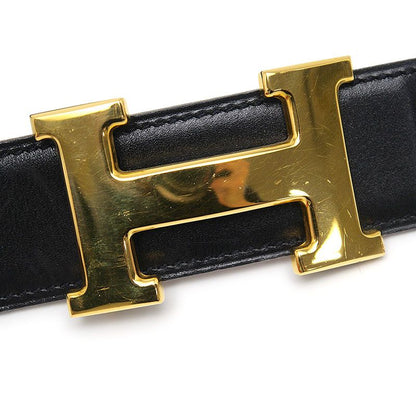 Hermes H Belt 70 Black And Gold □B 1988
