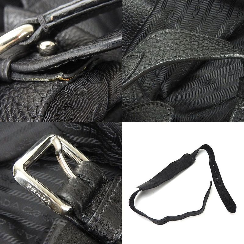 Prada 2WAY Tote Shoulder Bag Large Crossbody Nylon Blackblackleather Everyday