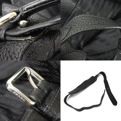 Prada 2WAY Tote Shoulder Bag Large Crossbody Nylon Blackblackleather Everyday