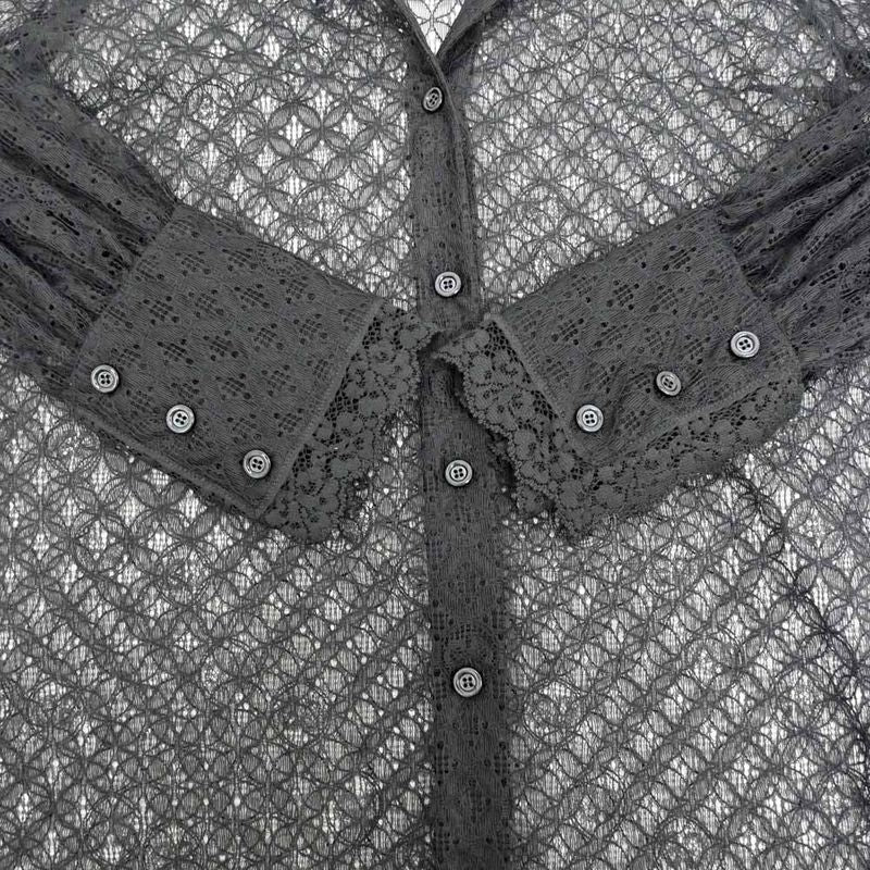 Gucci See Through Shirt With Inner Size 38 Black 717104 Long Sleeve