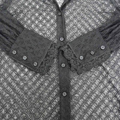 Gucci See Through Shirt With Inner Size 38 Black 717104 Long Sleeve