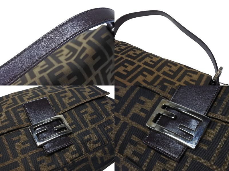 Fendi Mamma Baguette Shoulder Bag Zucca Pattern Cotton Canvas Brown Silver — view 7