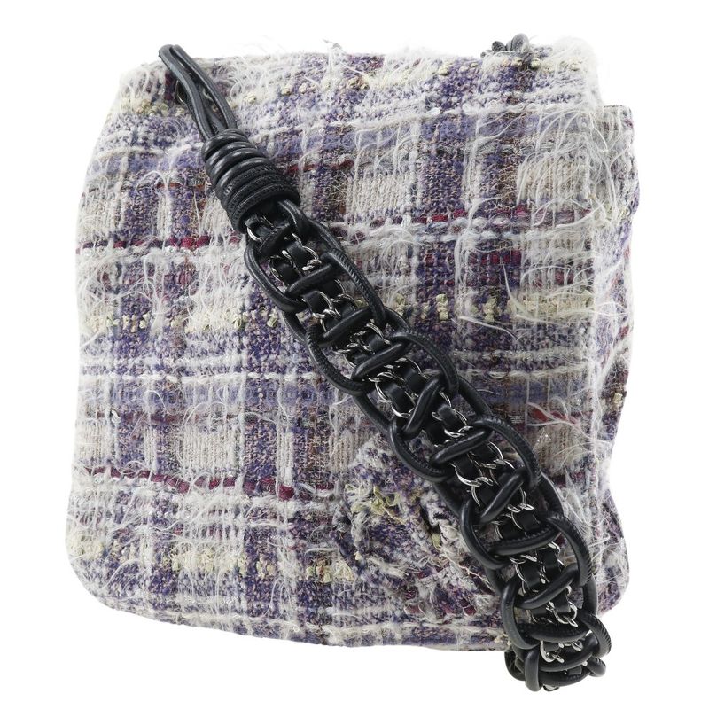 Chanel Camellia Tweed Purple Ladies Shoulder Bag
