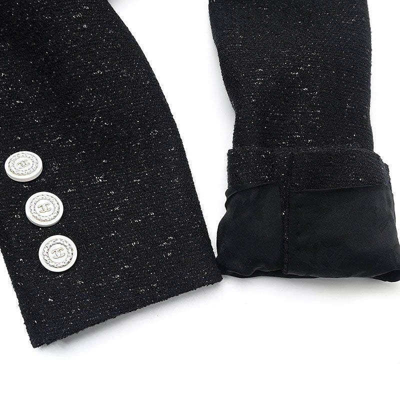 Chanel Double Jacket 36 Black Ladies