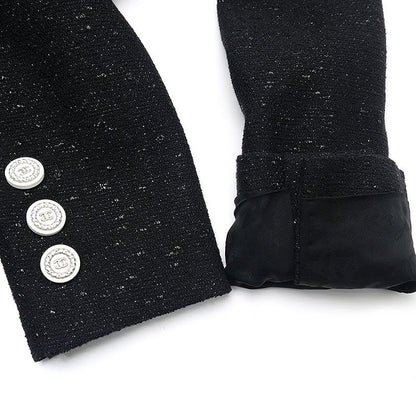 Chanel Double Jacket 36 Black Ladies