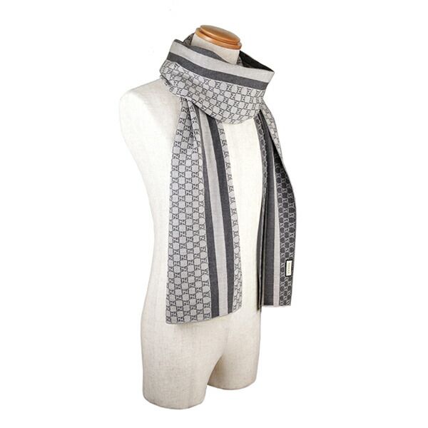 Gucci Scarf/stole Wool Light Gray/dark Gray