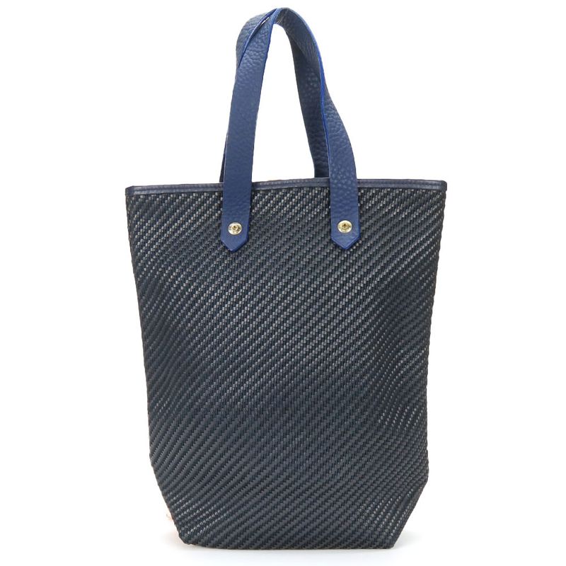 Hermes Tote Bag Amedava Diago PM Leather Polyester Navy Silver Hardware Woven