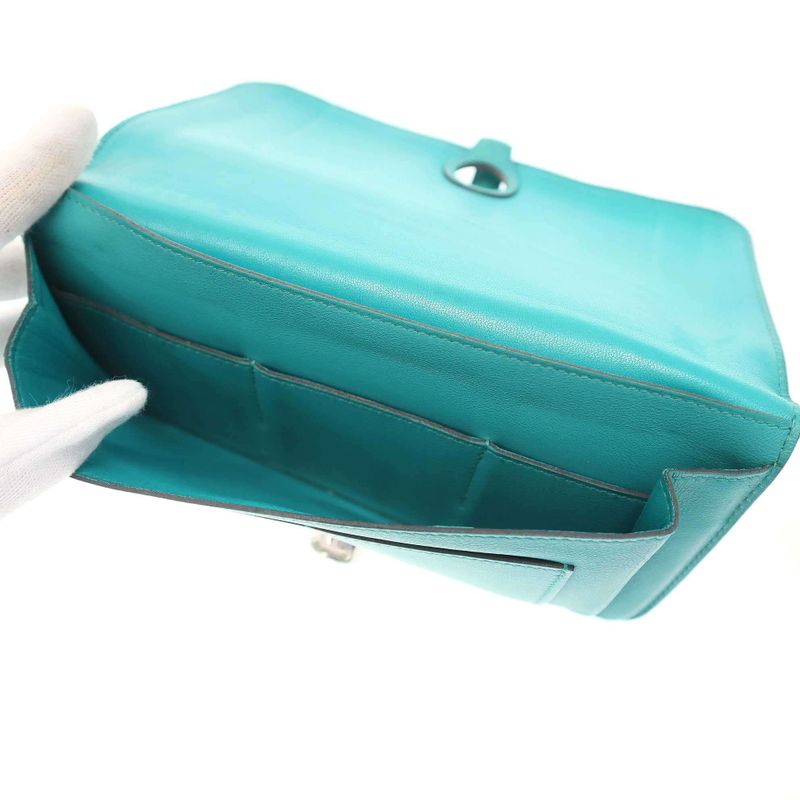 Hermes Engraved a Dogon GM Blue Paon Swift Long Wallet Blue Tone GM