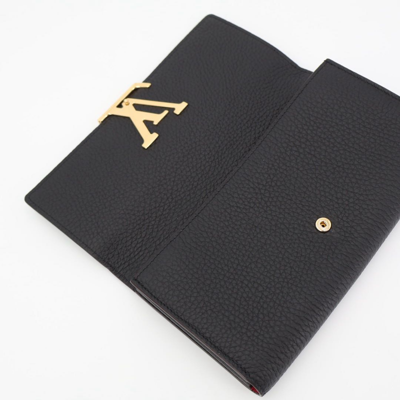 Louis Vuitton Long Wallet Portefeuille Capucines Taurillon Leather Marine Rouge