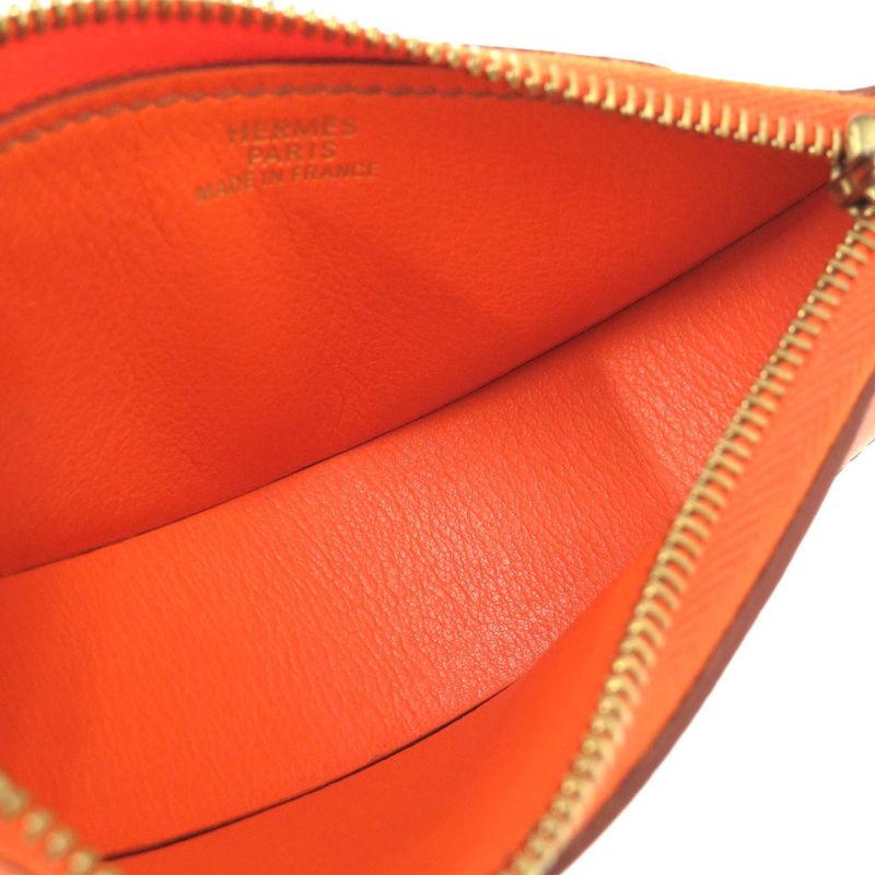 Hermes Fruit Orange Leather Orange Brown □F Engraved Coin Case Coin Purse