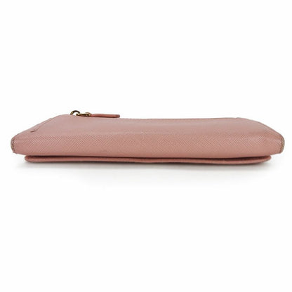 Prada Long Wallet 1mh132 Saffiano Leather Light Pink Gold Hardware Fold Simple