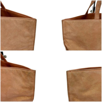 Loewe Anagram Logo Mini Tote Handbag Pink Beige Lame Metallic