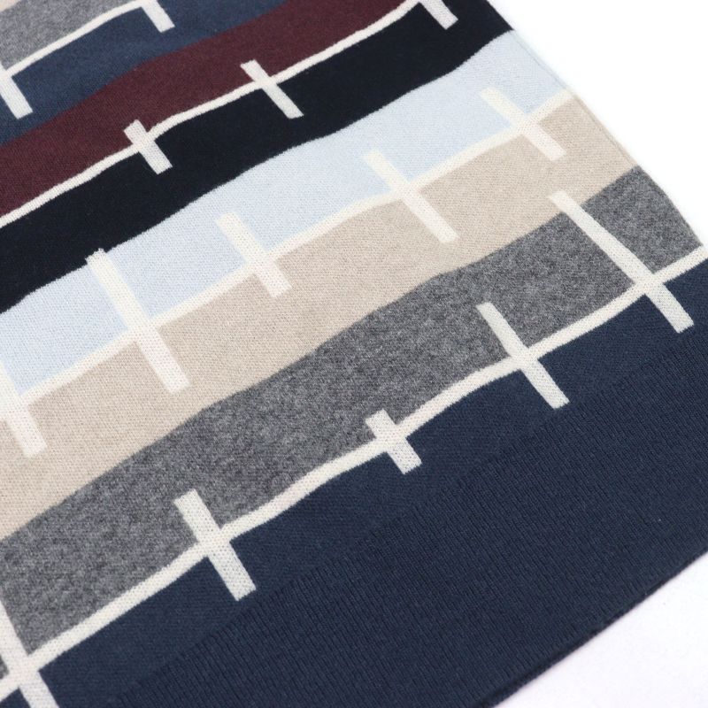 Hermes 100% Cashmere Crewneck Sweater Knit Multicolor Striped Pattern M Made In