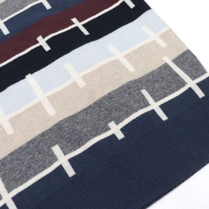 Hermes 100% Cashmere Crewneck Sweater Knit Multicolor Striped Pattern M Made In