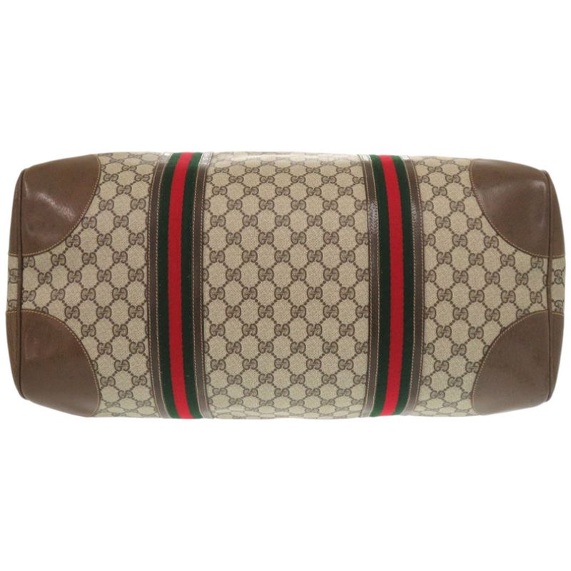 Gucci Old Gucci GG Plus Sherry Line 001 25 424 GG Supreme Brown Boston Bag 1092