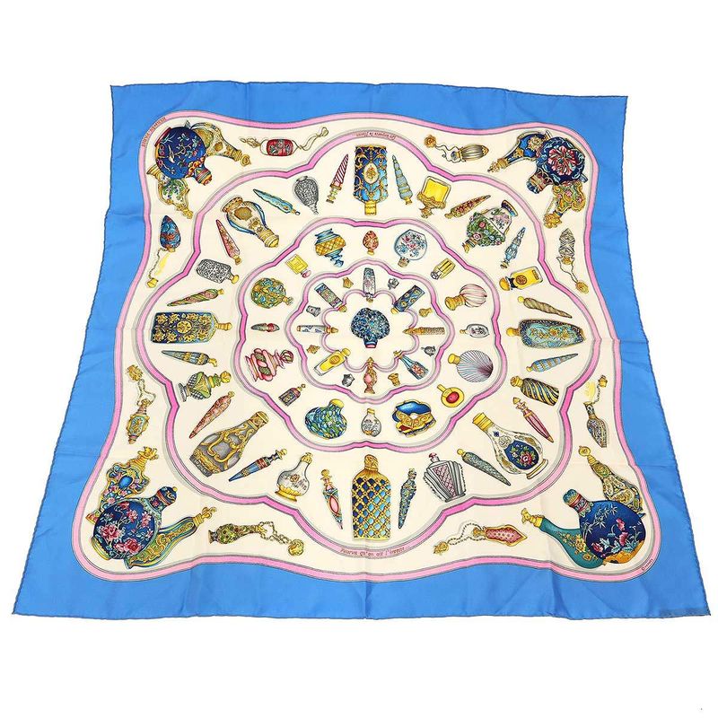 Hermes Carre 90 Qu Inporte le Flacon Silk Scarf Blue